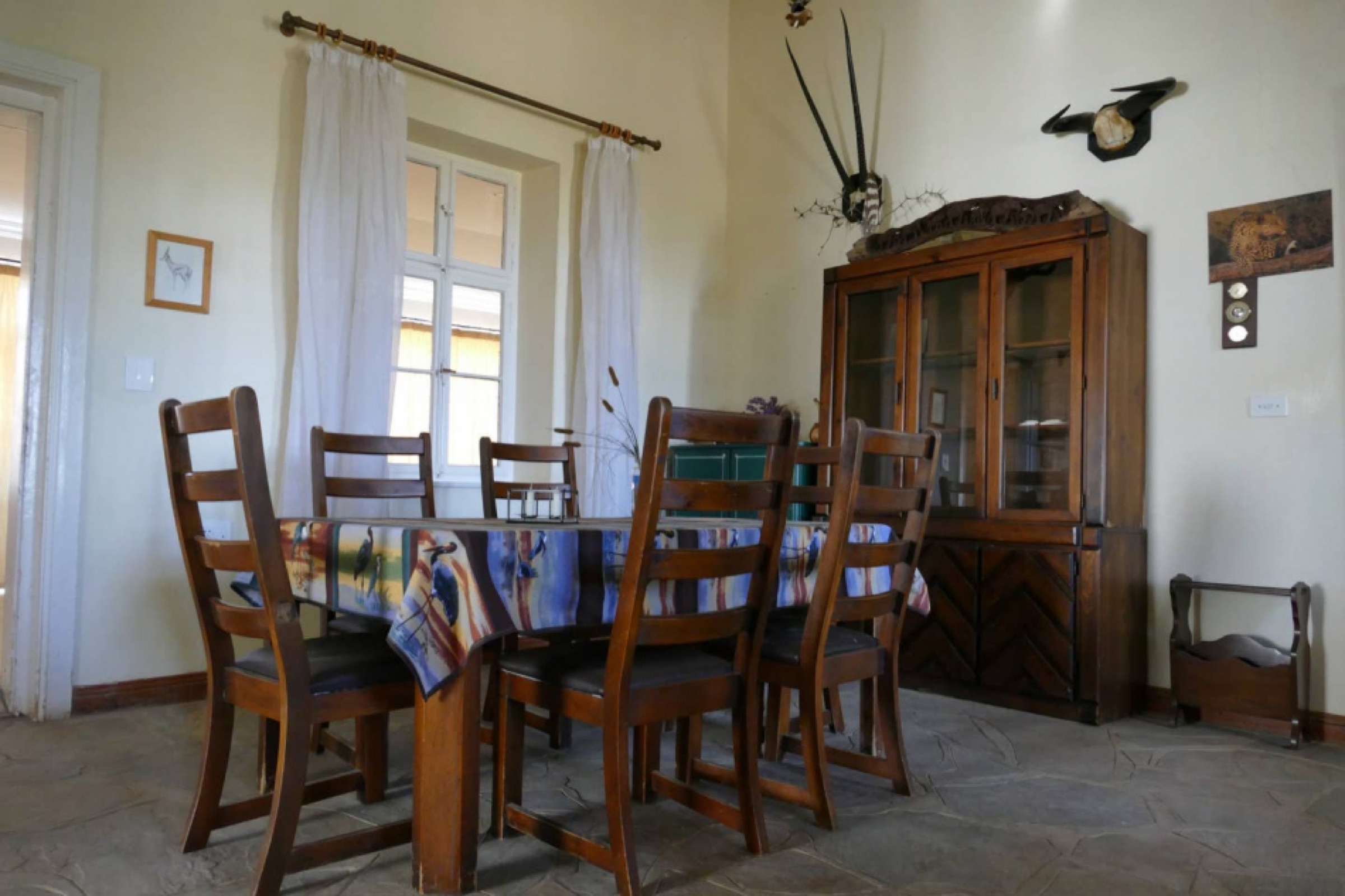 Dining room with a large wooden table